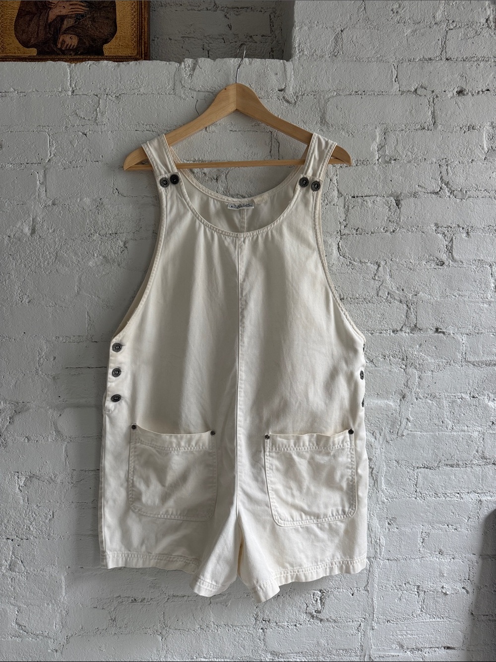 Vintage 90’s Short Overalls Painters Coveralls in Off White, size M